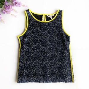 Banana Republic Navy and Yellow Lace Blouse - 4